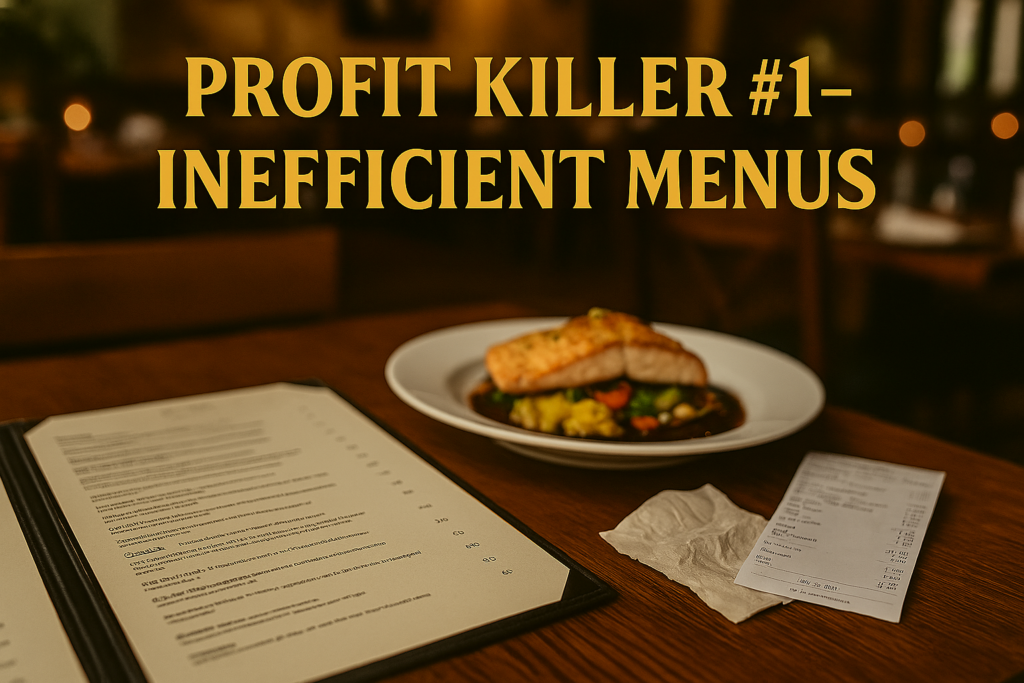 Visual showing menu planning challenges in F&B profit strategy for Bali resorts.