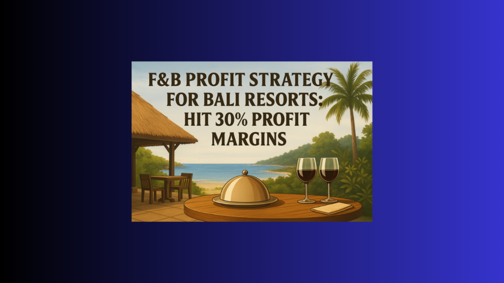 Illustration showing F&B profit strategy for Bali resorts with ocean view dining