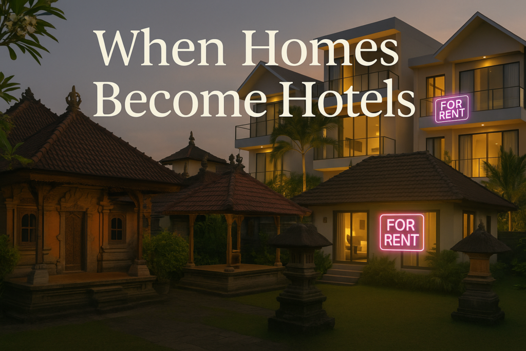 Tourism gentrification and housing pressure in Bali as family homes converted into Airbnb villas 2025
