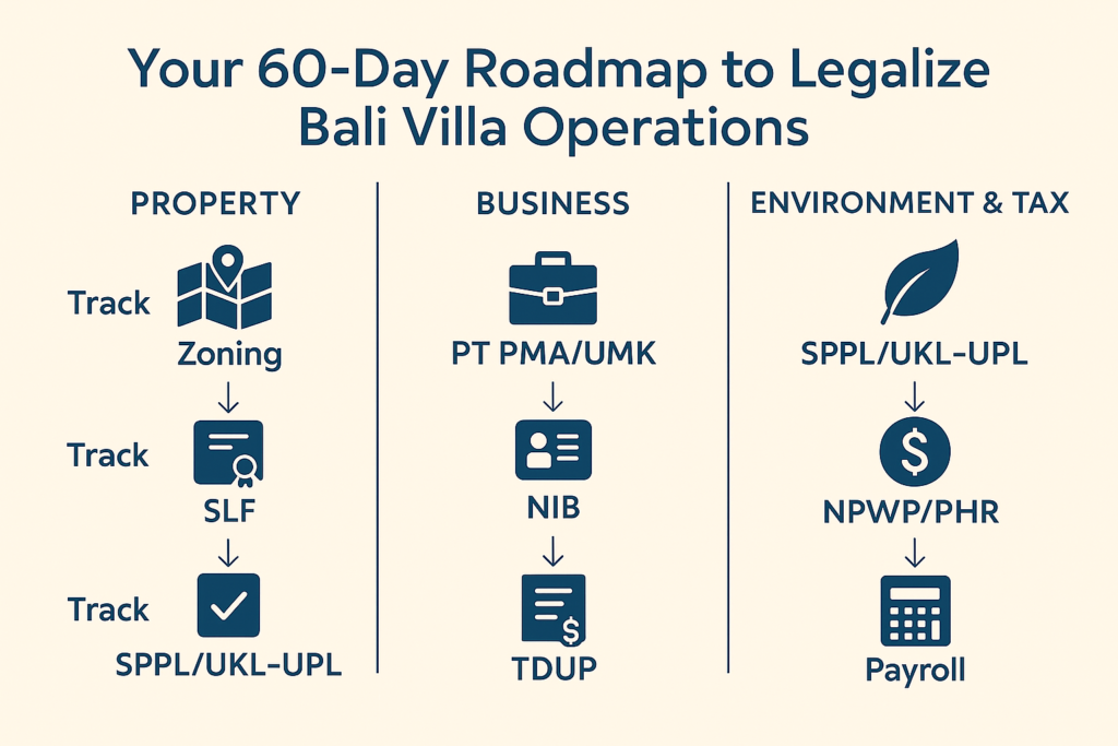 Infographic showing villa permit process in Bali