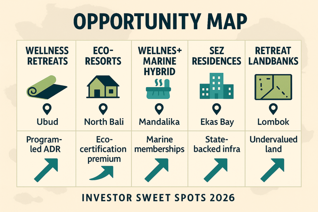 Opportunity map infographic for Bali and Lombok.