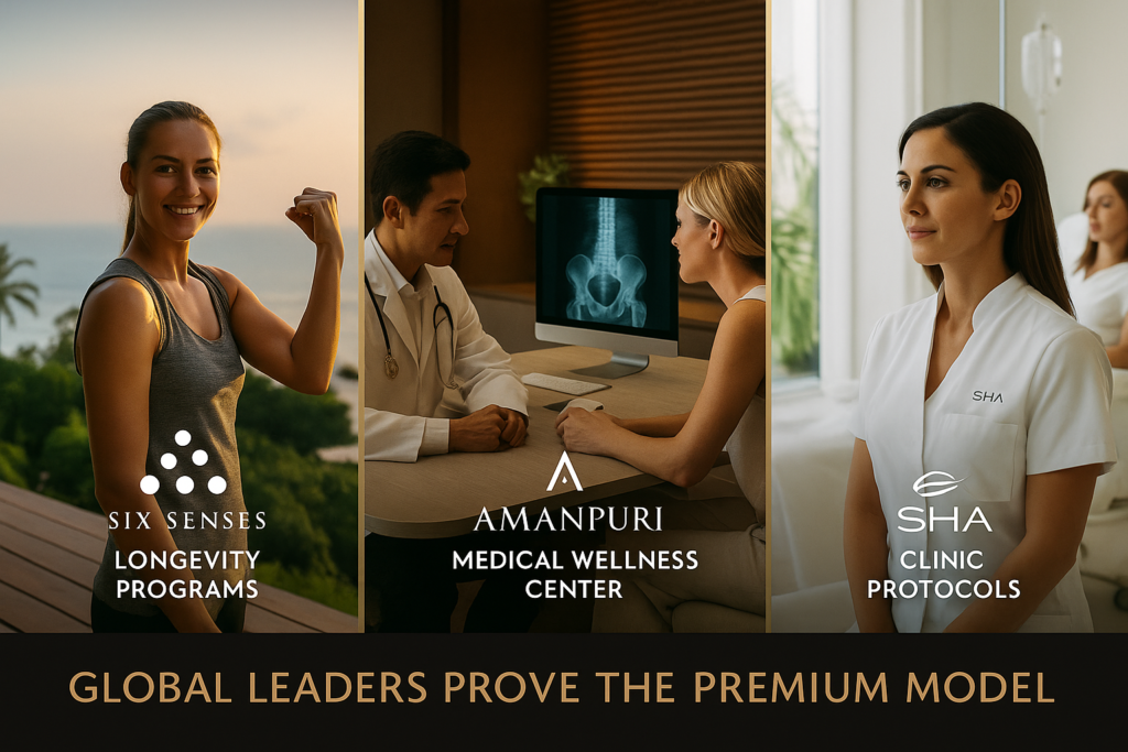 Collage of leading wellness tourism brands offering medical and holistic programs.
