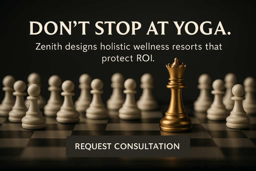 CTA visual showing chessboard oversupply metaphor with Zenith’s integrated wellness leadership.