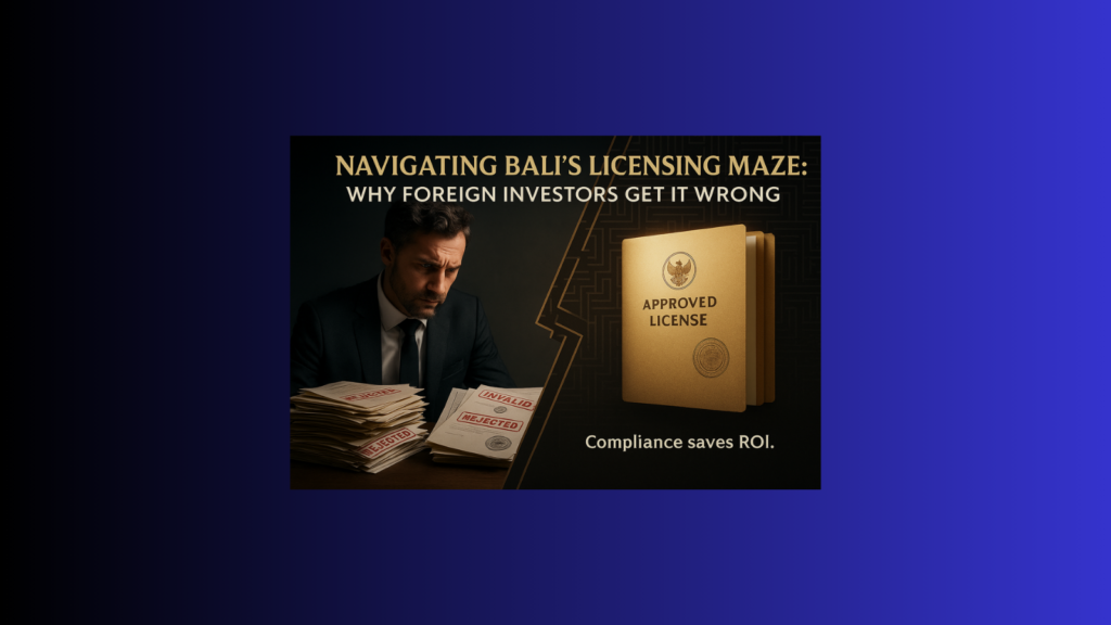 Hero image contrasting rejected permits with approved Bali licenses, symbolizing the licensing maze.