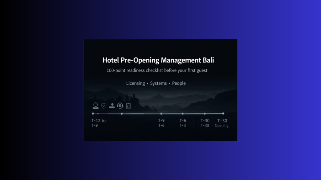 • Hotel pre-opening management Bali — 100-point readiness checklist