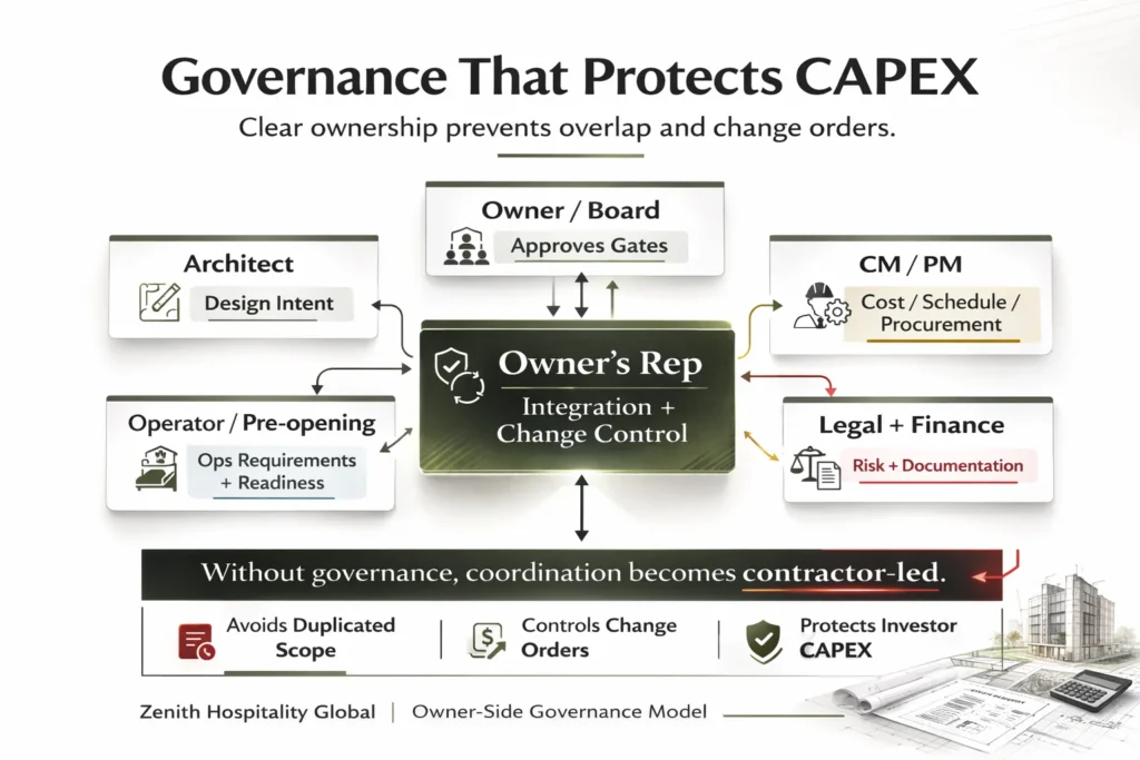 Owner’s representative governance model for hotel development in Indonesia — roles and decision control