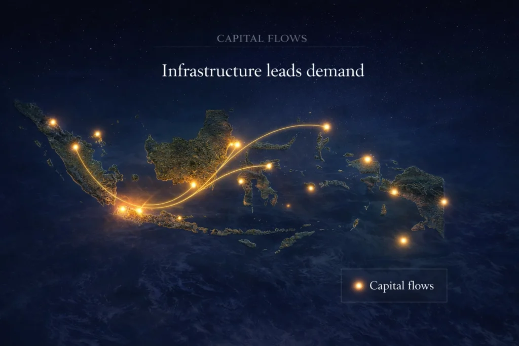 Indonesia map visual showing capital flows shaping Indonesia emerging hotel investment beyond Bali.