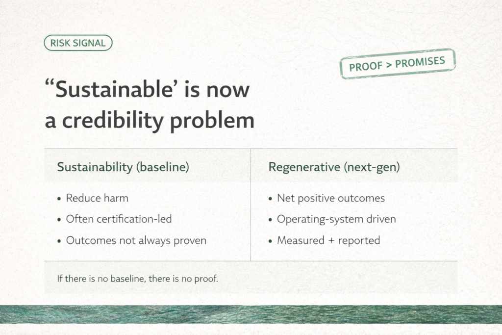 Sustainability vs regenerative hospitality: credibility gap and proof-based outcomes