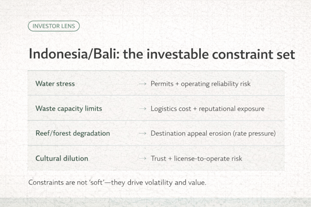 Regenerative hospitality Indonesia: investable constraints in Bali—water, waste, nature, culture