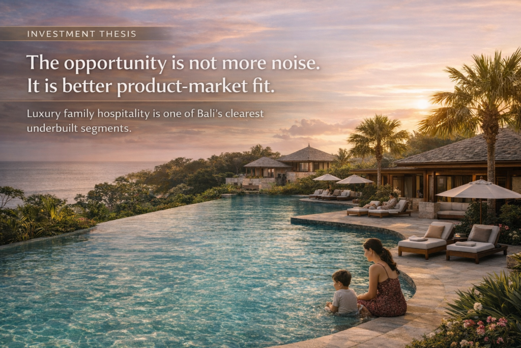 Luxury family hospitality investment opportunity in Bali shown through a premium resort concept designed for affluent multi-generational travel
