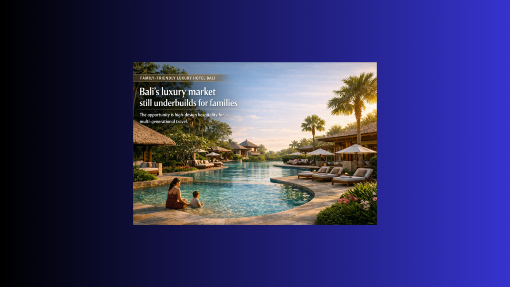 Luxury family resort concept in Bali with elegant pool zoning, tropical landscaping, and premium hospitality design for multi-generational guests